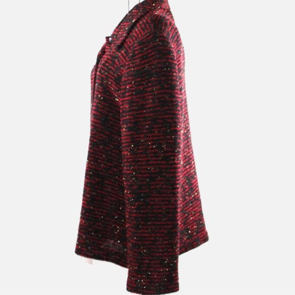 Alfred Dunner Red Black Blazer with Gold Specks Button Front Jacket USA Sz 14 - Picture 6 of 8
